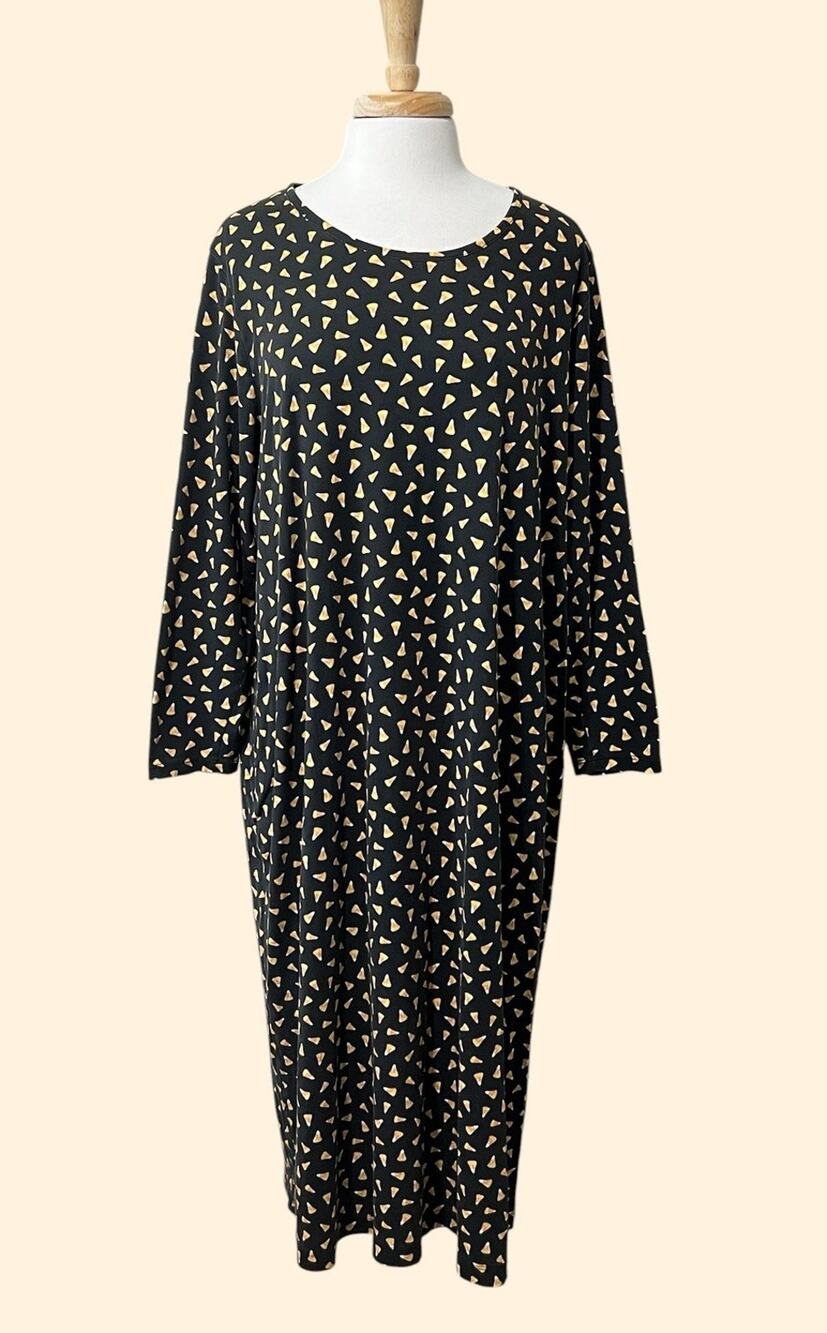 Lands End Nightgown Women Plus 2X Candy Corn Fall Cotton Halloween Midi Dress